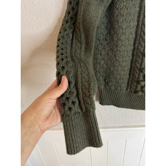 J Crew Cable Knit Bobble Sweater Small Lambswool Blend Chunky Fisherman Cozy - Picture 4 of 9